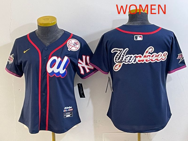 Women 2025 New York Yankees Blank Drak Blue All star Nike MLB Jersey style 05